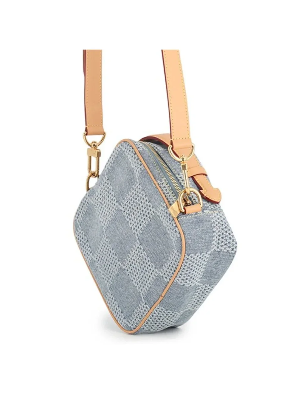 Louis Vuitton Shoulder Bag Damier Denim Cotton Chess